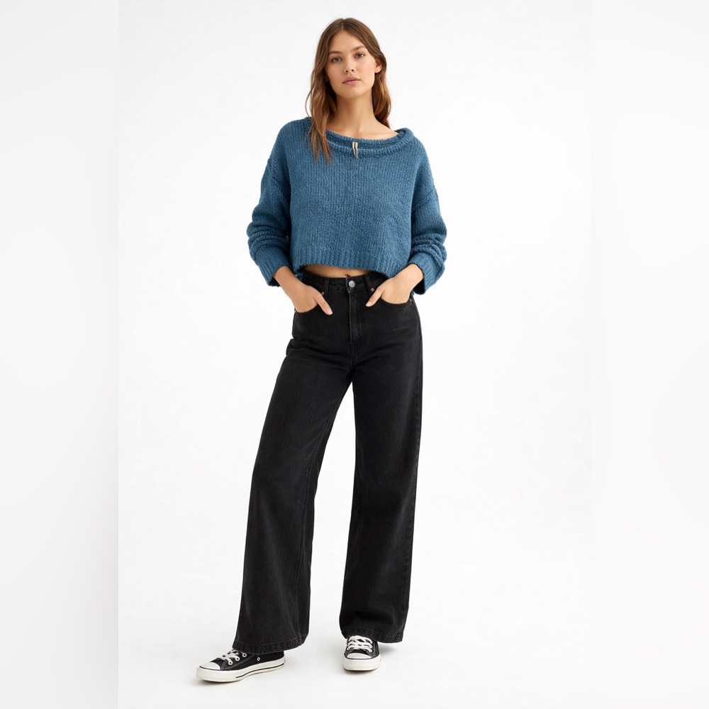 Anthropologie chunky knit scoop neck cropped sweater